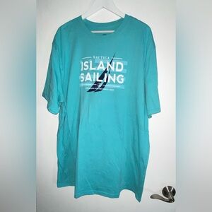 Nautica Island Sailing Aqua blue T-shirt tee shirt Size 3XL preowned